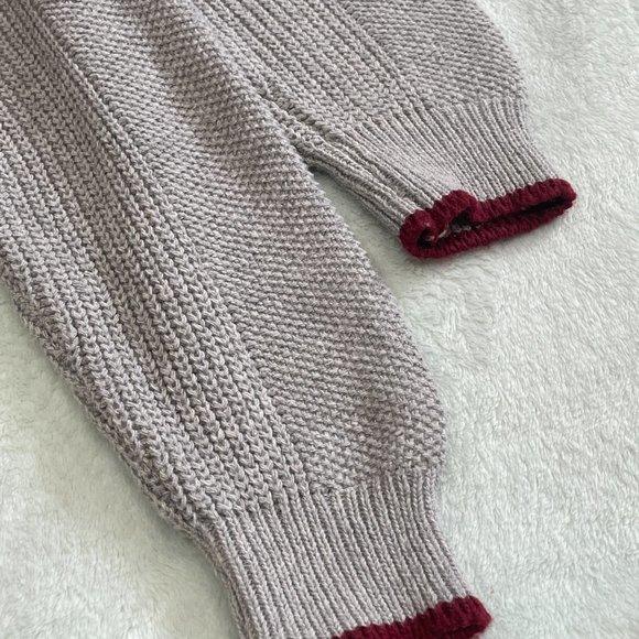 Grey and red knit cardigan with elephant mark - Picture 7 of 7